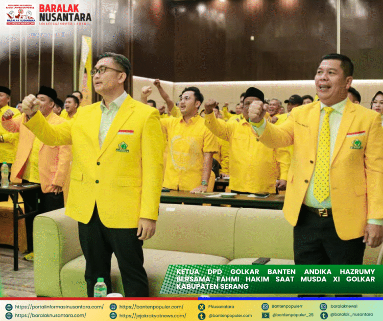Ketua DPD Golkar Provinsi Banten, Andika Hazrumy, menyampaikan sambutan dalam Musda XI Golkar Serang di Cikande, Sabtu (18/10/2025), menegaskan hanya kader loyal dan militan yang layak berperan di struktur partai.