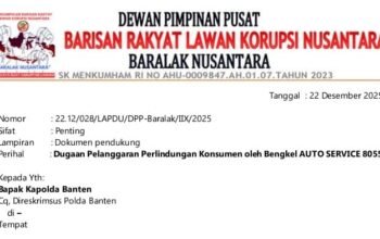 Klaim Sparepart Ori Diduga Palsu, BARALAK Laporkan Bengkel AUTO SERVICE 8055 ke Polda Banten