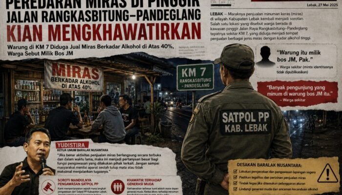Peredaran Miras di Pinggir Jalan Raya Rangkasbitung–Pandeglang Kian Mengkhawatirkan, Baralak Nusantara Soroti Lemahnya Pengawasan