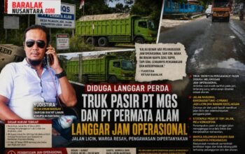 Truk Pasir Diduga Langgar Jam Operasional, Aktivitas PT MQS dan PT Permata Alam di Sajira Dikeluhkan Pengguna Jalan