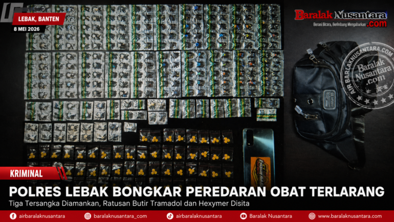 Barang bukti ratusan butir obat terlarang jenis Tramadol dan Hexymer hasil pengungkapan Sat Resnarkoba Polres Lebak di Kecamatan Banjarsari, Kabupaten Lebak.