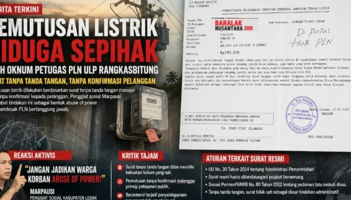 Pemutusan Listrik Diduga Sepihak, Aktivis Soroti Surat Tanpa Tanda Tangan Manajer: “Jangan Jadikan Warga Korban Abuse of Power”