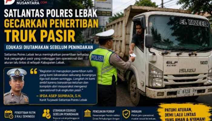 Respons Keluhan Warga, Satlantas Polres Lebak Perketat Pengawasan Truk Angkutan Pasir