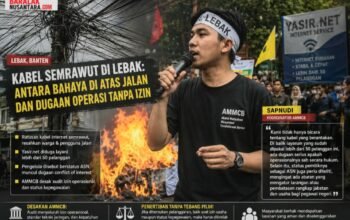 Kabel Semrawut di Lebak: Antara Bahaya di Atas Jalan dan Dugaan Operasi Tanpa Izin