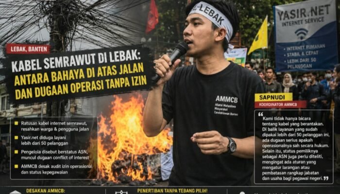 Kabel Semrawut di Lebak: Antara Bahaya di Atas Jalan dan Dugaan Operasi Tanpa Izin