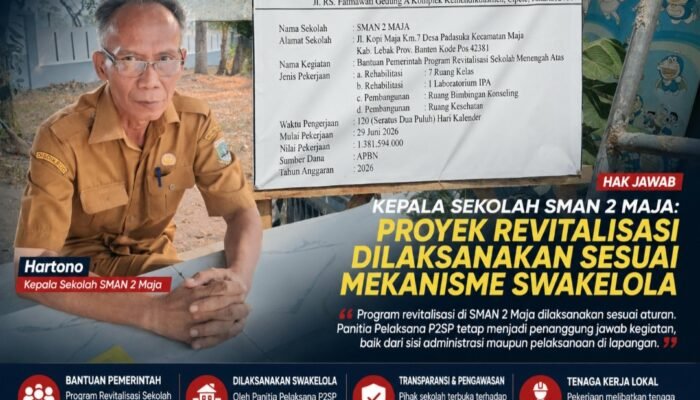 Kepala SMAN 2 Maja Buka Suara, Tegaskan Proyek Revitalisasi Berjalan Sesuai Mekanisme Swakelola