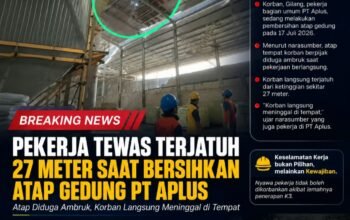 Kematian di Ketinggian PT Aplus: Atap Diduga Ambruk, Pekerja Tewas Terjatuh 27 Meter, Ada Dugaan Kelalaian K3