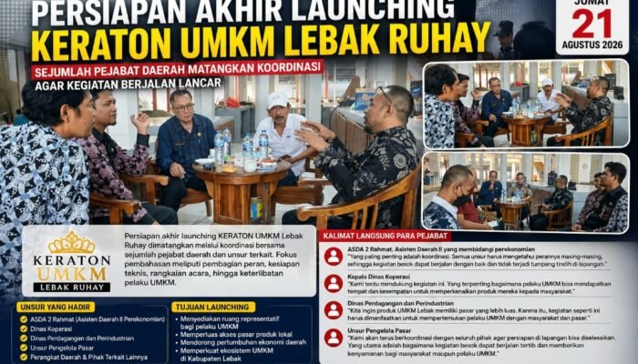 Persiapan Akhir Launching KERATON UMKM Lebak Ruhay, ASDA 2 Rahmat Tekankan Koordinasi