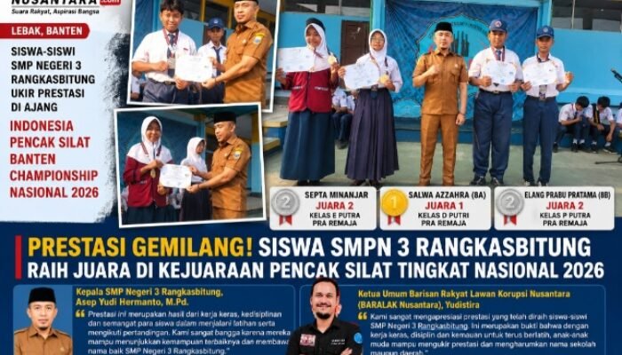 Empat Siswa SMP Negeri 3 Rangkasbitung Raih Juara di Indonesia Pencak Silat Banten Championship Nasional 2026