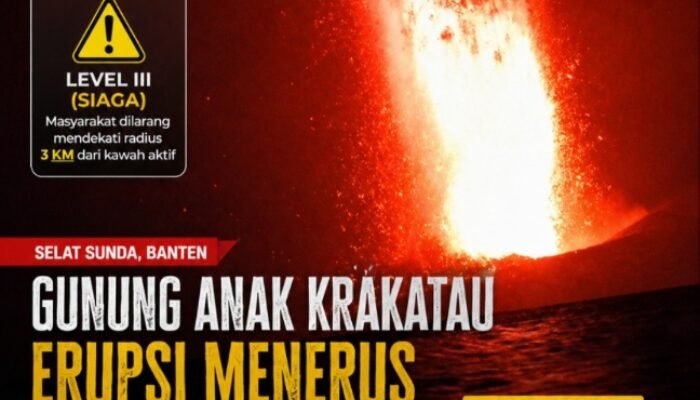 Gunung Anak Krakatau Erupsi Menerus, Dentuman Terdengar hingga Serang