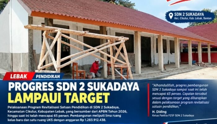 Progres Revitalisasi SDN 2 Sukadaya Lampaui Target, Pembangunan Lima Ruang Kelas dan UKS Capai 65 Persen