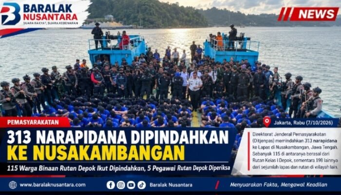 313 Narapidana Dipindahkan ke Nusakambangan, 115 Warga Binaan Rutan Depok